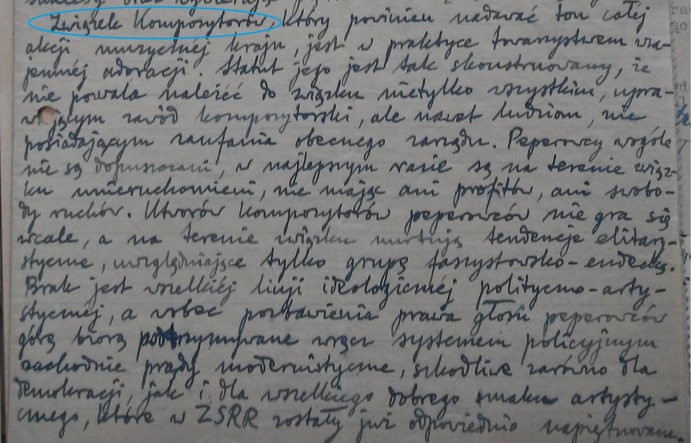 [Egzekutywa Muzyków w Łodzi] Do Komitetu Miejskiego Polskiej Partii Robotniczej w Łodzi, 27 maja 1947 r., AAN, Komitet Centralny PPR, sygn. 295/XVII-19, k. 40–41. 